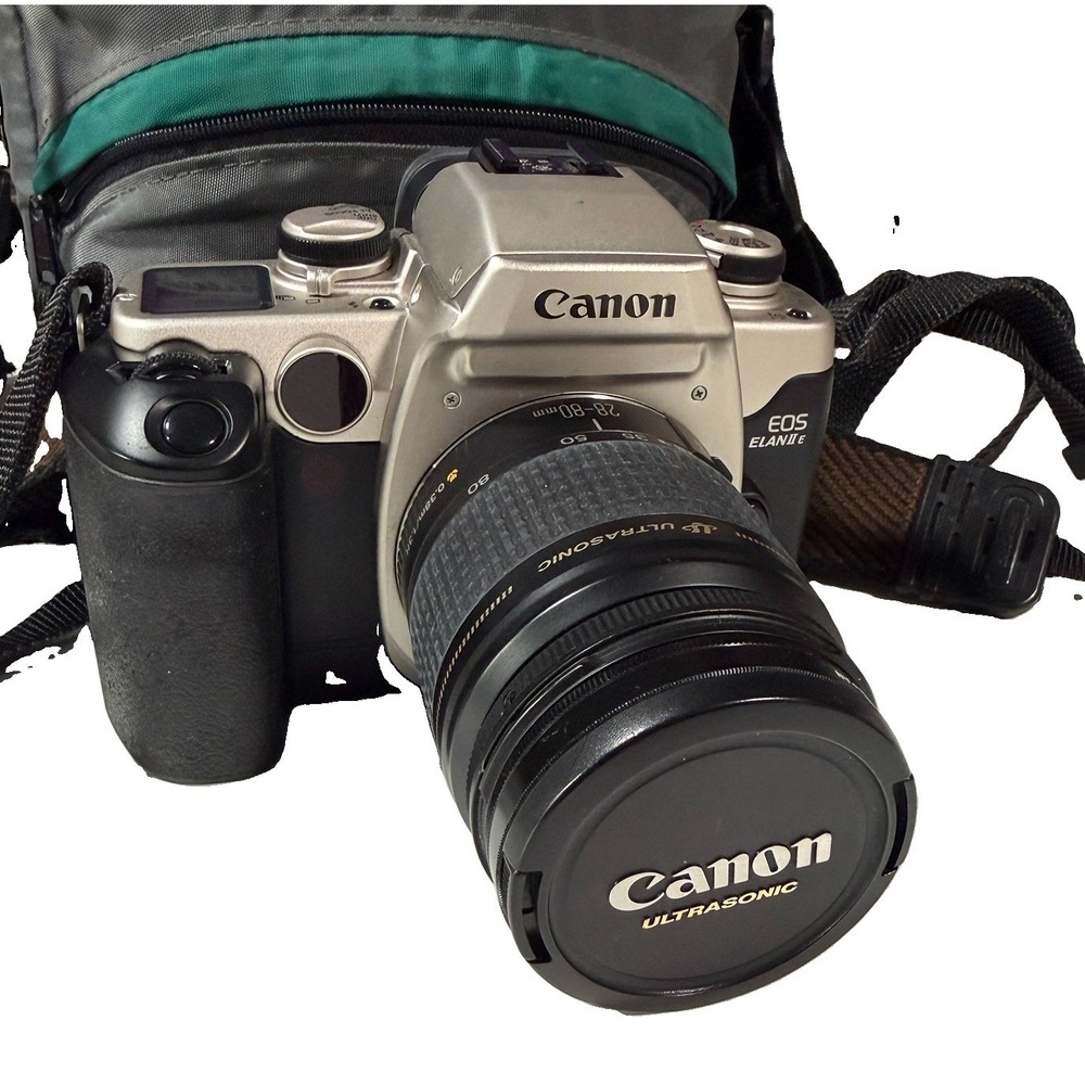 VTG Canon EOS Elan II e 35mm Film Camera w/Ultrasonic 28-80mm Lens With Extras